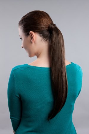 The finished sleek ponytail