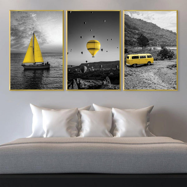 Adventure Yellow Canvas Art Clock Canvas