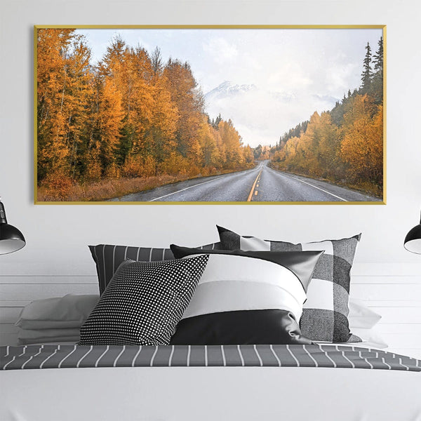 Autumn Mountain Drive Canvas Art Clock Canvas