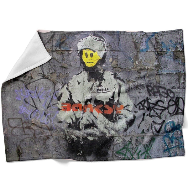 Banksy Smiley Riot Cop Blanket Blanket Clock Canvas