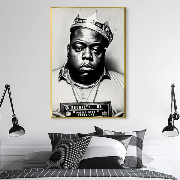 Biggie Mugshot Black Canvas Art Clock Canvas