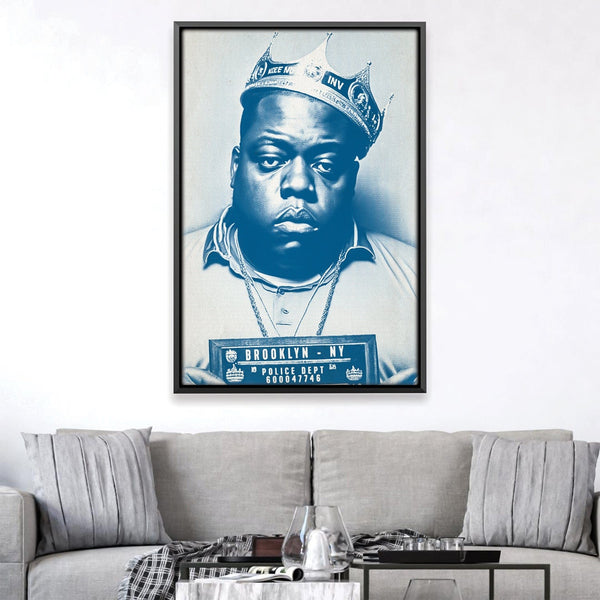 Biggie Mugshot Blue Canvas Art Clock Canvas