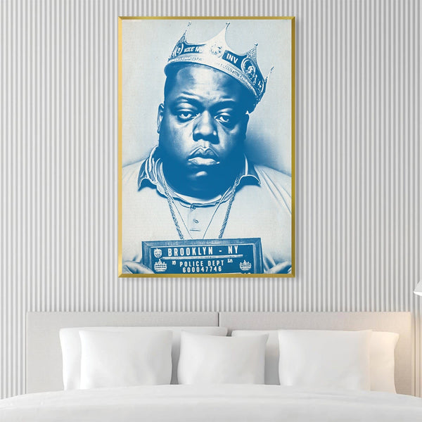 Biggie Mugshot Blue Canvas Art Clock Canvas