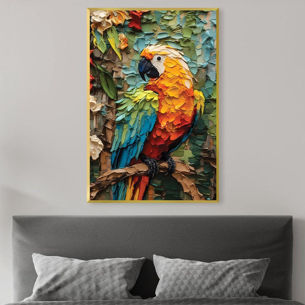 Brushed Parrot Canvas Art Clock Canvas