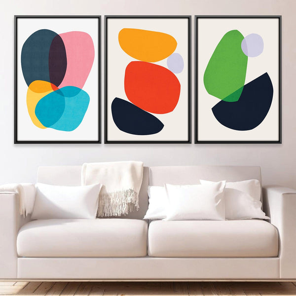 Colorful Abstract Shapes Canvas Art Clock Canvas