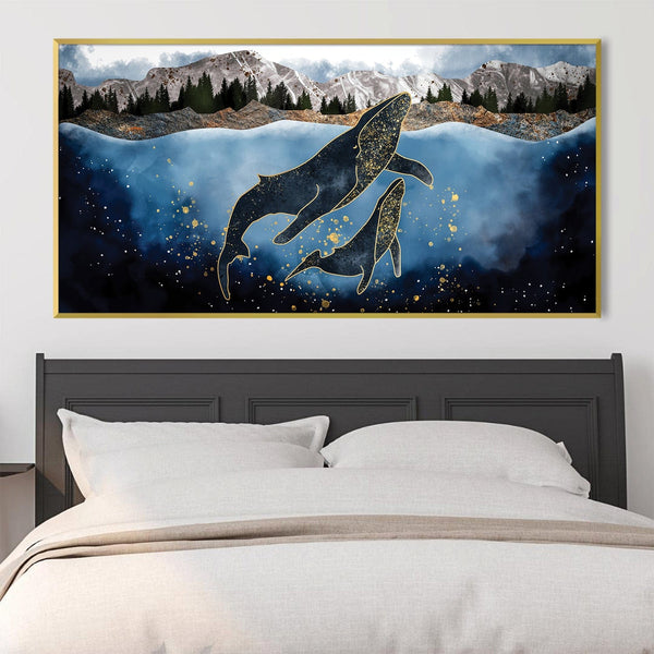 Cosmic Cetaceans Canvas Art Clock Canvas