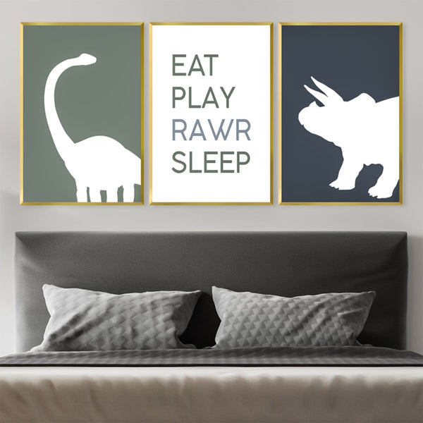 Eat Play Rawr Sleep Canvas Art Clock Canvas