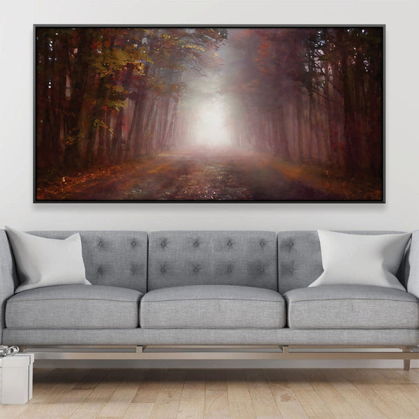 Foggy Forest Path Canvas Art Clock Canvas