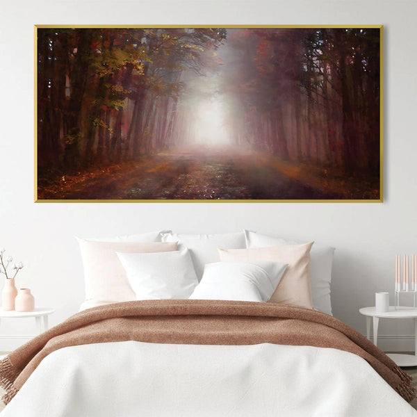 Foggy Forest Path Canvas Art Clock Canvas