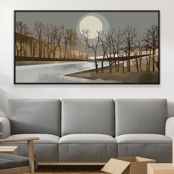 Geometric Moonrise Canvas Art Clock Canvas