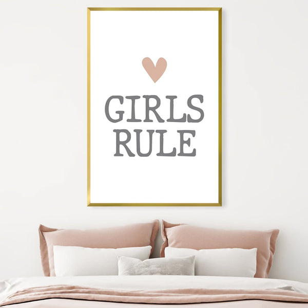 Girls Rule Canvas Art Clock Canvas