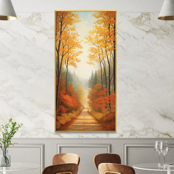 Golden Canopy Road Canvas Art Clock Canvas