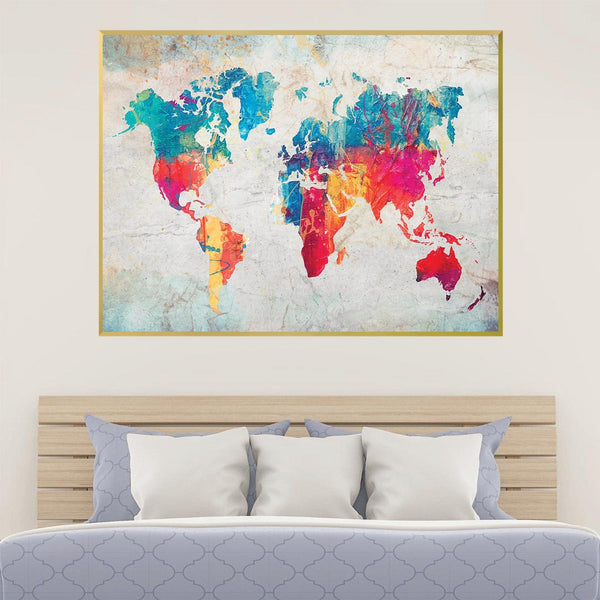 Gradient World Map Canvas Art Clock Canvas