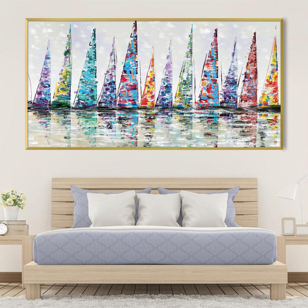 Harbor of Hues Canvas Art Clock Canvas