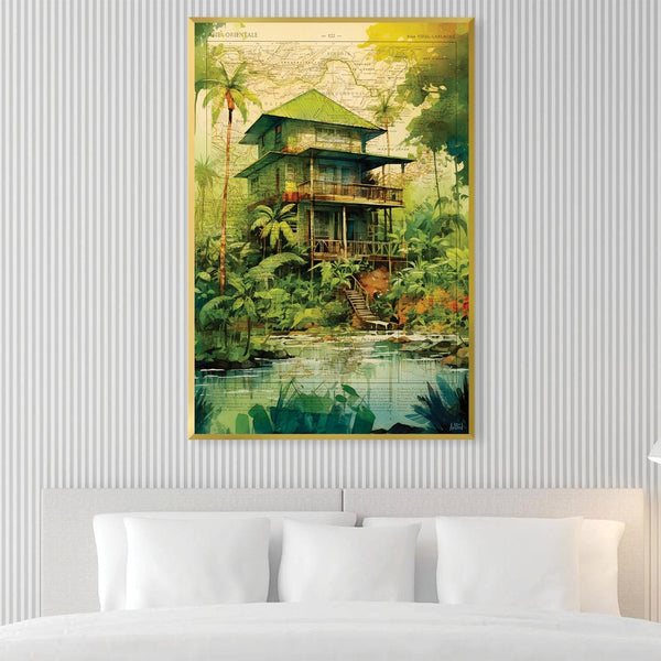 Jungle House Canvas Art Clock Canvas