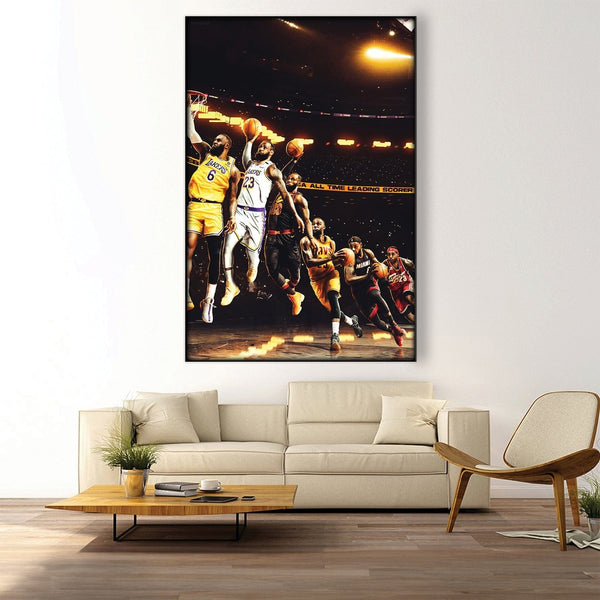 Lebron Leading Scorer Easy Build Frame Art Easy Build Frame & Fabric Print / 24 x 36in Clock Canvas