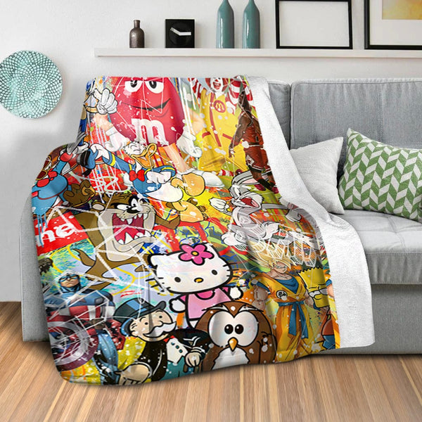 Millennial Graffiti Blanket Blanket Clock Canvas