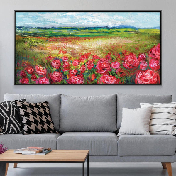 Rose Meadow Bliss Canvas Art Clock Canvas