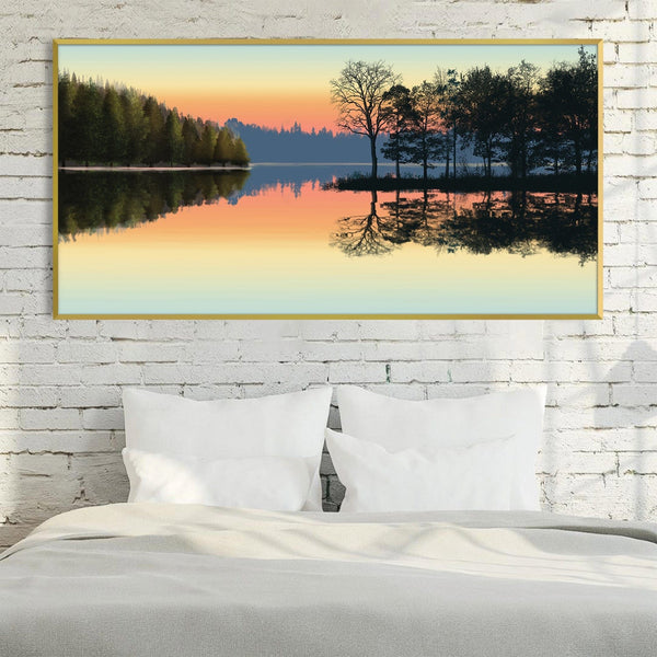 Serene Lakeview Canvas Art Clock Canvas