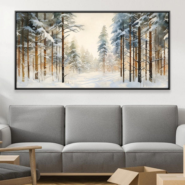 Snowfall Serenity Canvas Art Clock Canvas