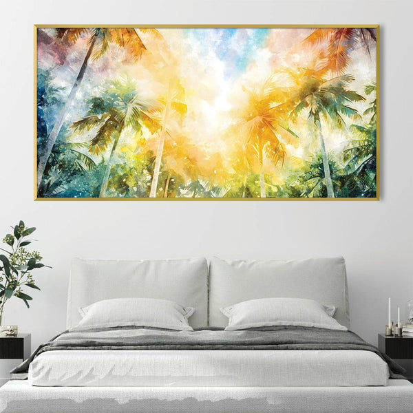 Sunlit Palm Symphony Canvas Art Clock Canvas