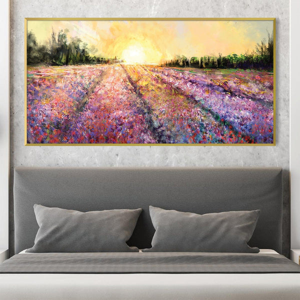 Sunrise Over Lavender Fields Canvas Art Clock Canvas