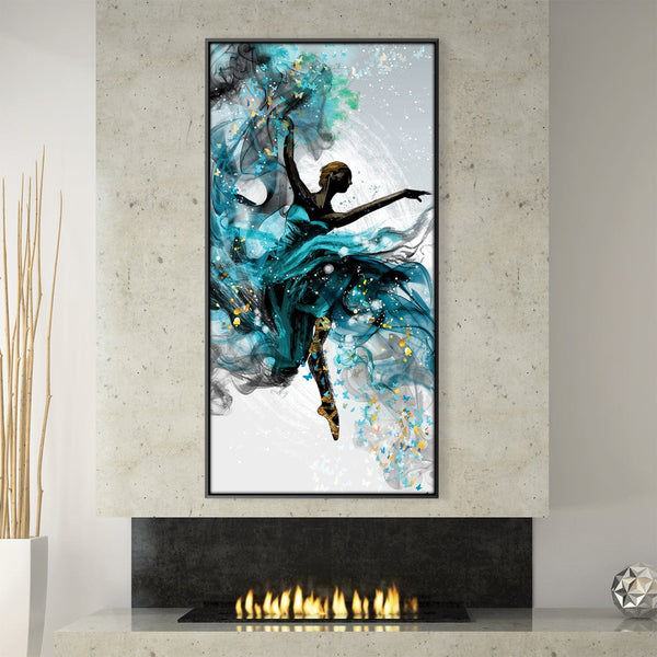 Teal Balerina Canvas Art Clock Canvas