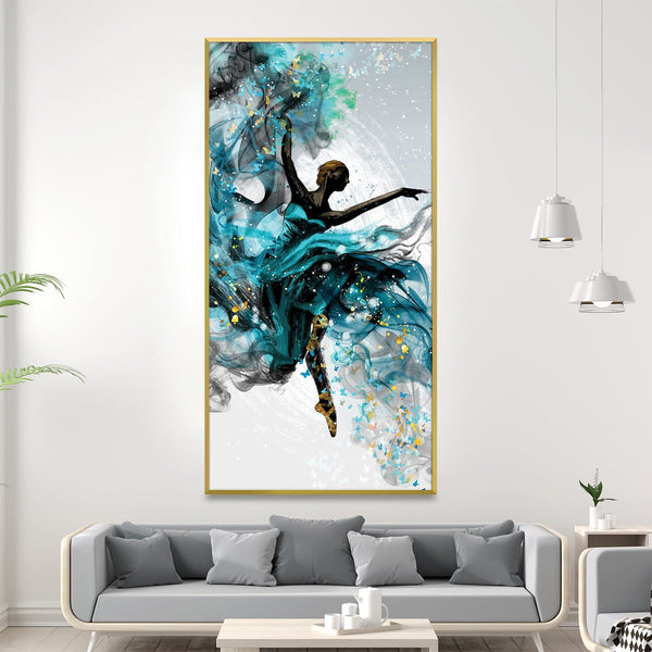 Teal Balerina Canvas Art Clock Canvas