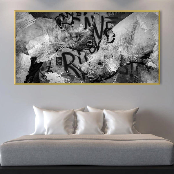 Urban Rhinos Canvas Art Clock Canvas