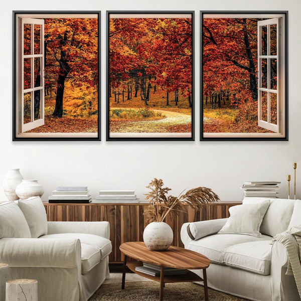 Window to Autumn Canvas Art Clock Canvas