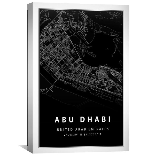 Abu Dhabi Black Map Canvas Art Clock Canvas