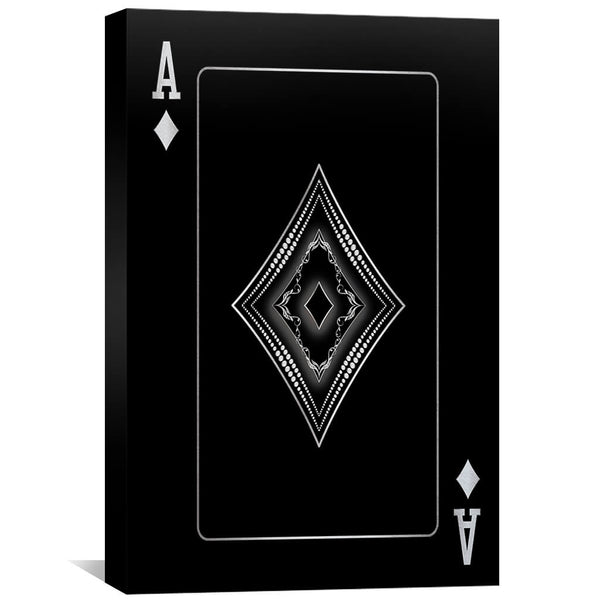 Ace of Diamonds - Silver Canvas Art 30 x 45cm / Standard Gallery Wrap Clock Canvas