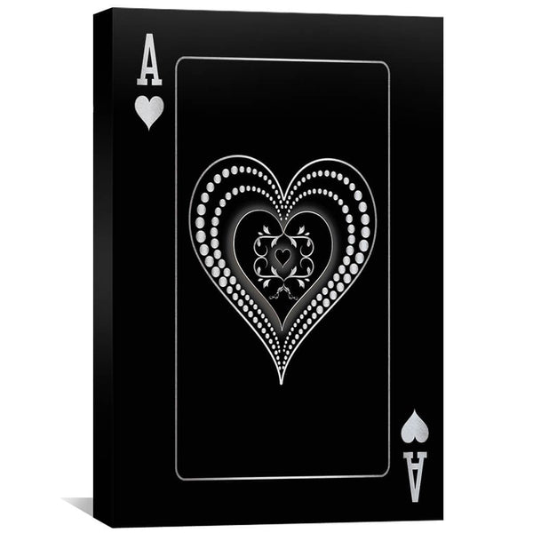 Ace of Hearts - Silver Canvas Art 30 x 45cm / Standard Gallery Wrap Clock Canvas