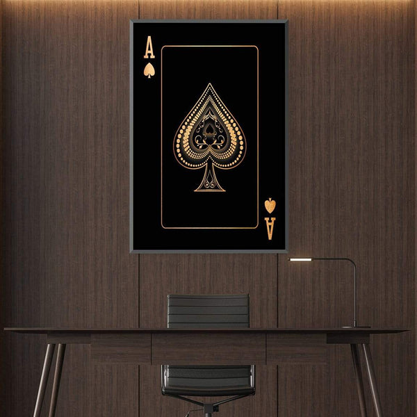 Ace of Spades - Gold Canvas Art Clock Canvas