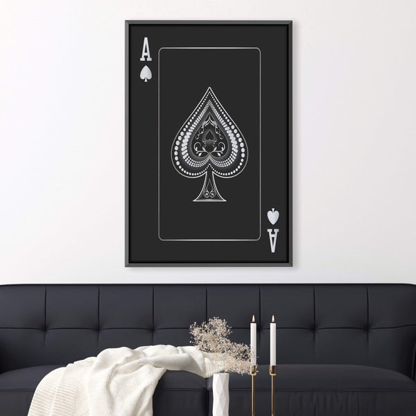 Ace of Spades - Silver Canvas Art Clock Canvas