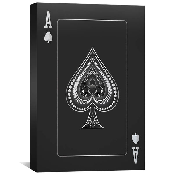 Ace of Spades - Silver Canvas Art 30 x 45cm / Standard Gallery Wrap Clock Canvas