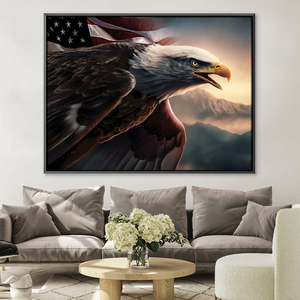 America's Eagle Canvas Art Clock Canvas