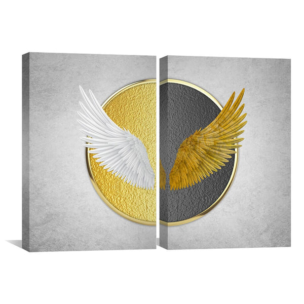 Angel Wings Canvas Art Set of 2 / 40 x 60cm / Unframed Canvas Print Clock Canvas