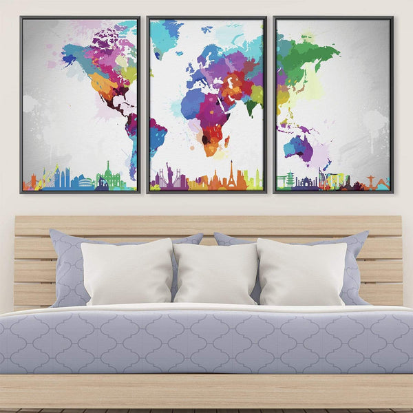 Artistic World Map Canvas Art Clock Canvas