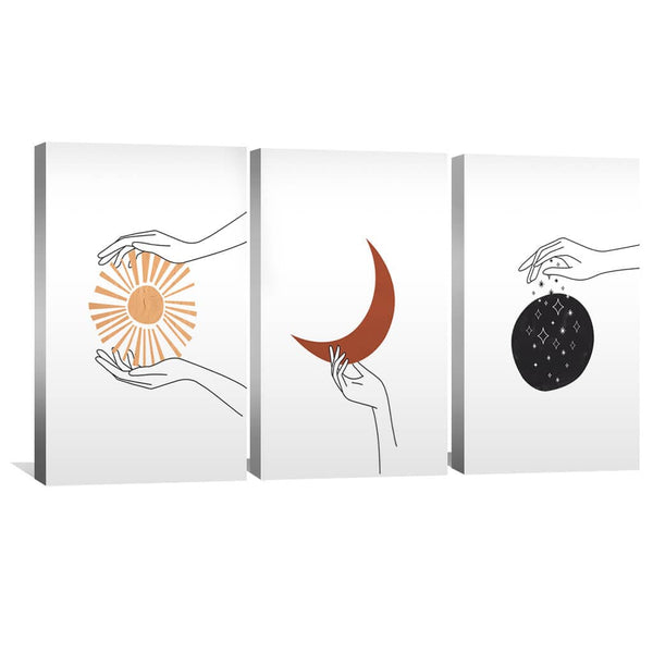 Aura Hands Canvas Art Set of 3 / 40 x 50cm / Unframed Canvas Print Clock Canvas