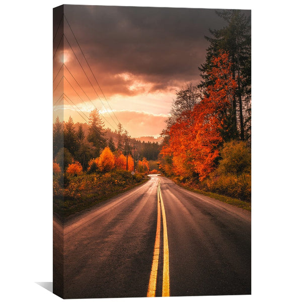 Autumn Drives Canvas Art Clock Canvas