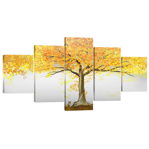 Autumn Fox Canvas - 5 Panel Art Clock Canvas