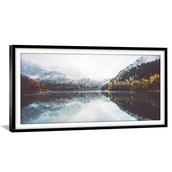 Autumn Lake Print Art 50 x 25cm / Unframed Canvas Print Clock Canvas