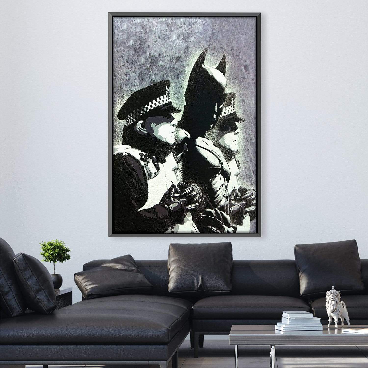 Banksy Batman and the Police Canvas – ClockCanvas