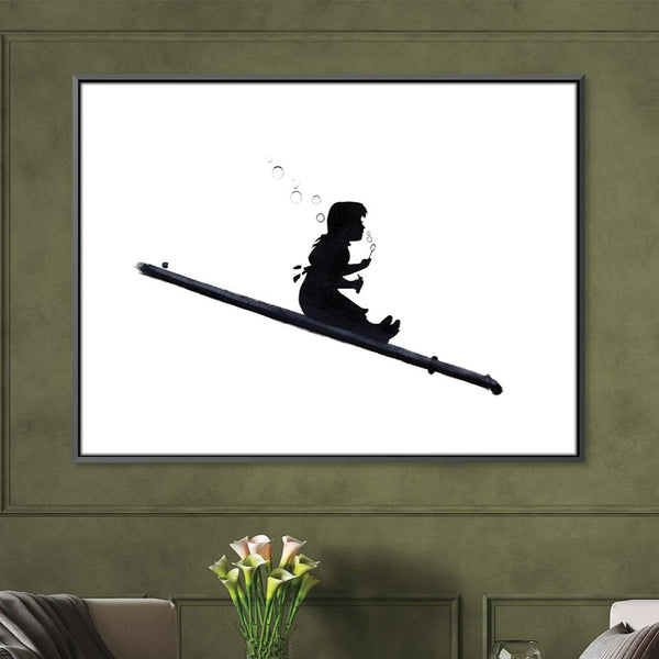 Banksy Bubble Slide Girl Canvas Art Clock Canvas