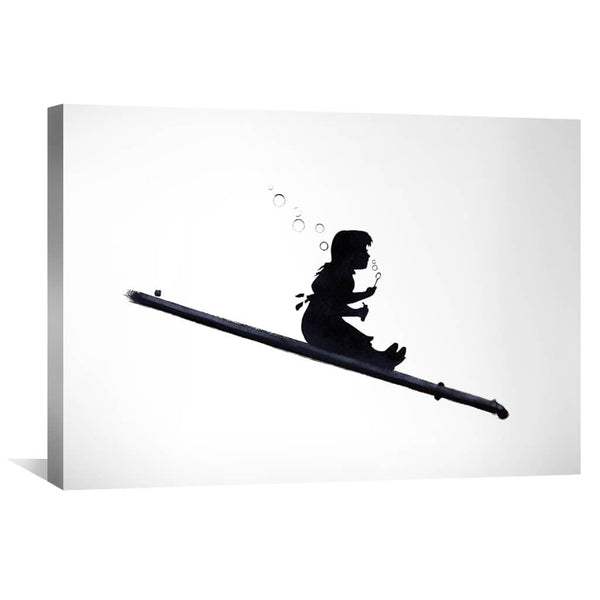 Banksy Bubble Slide Girl Canvas Art Clock Canvas