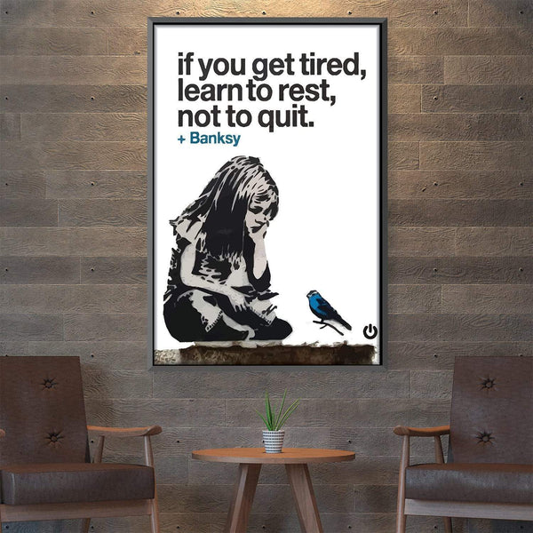 Banksy If You Get Tired Canvas Art Clock Canvas