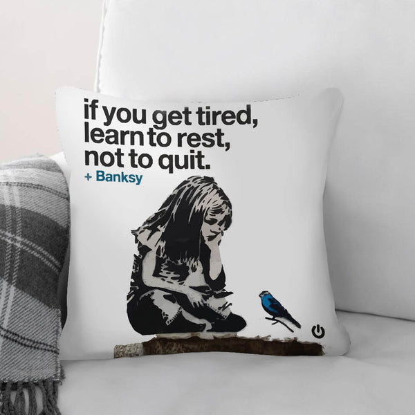 Banksy If You Get Tired Cushion Cushion Cushion Square Clock Canvas