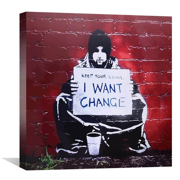 Banksy Keep Your Coins Canvas Art 30 x 30cm / Unframed Canvas Print Clock Canvas