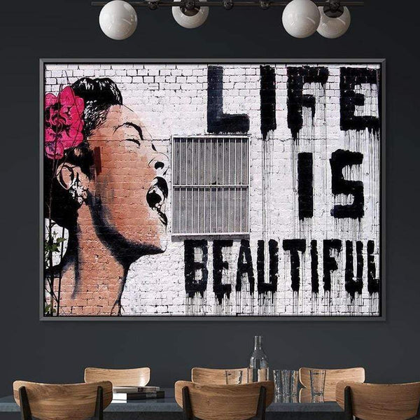 Banksy Life Is Beautiful Canvas Art Clock Canvas